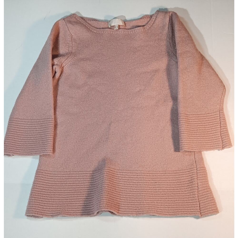 Benedetta Pink Wool Blend Sweater Small | Merino Cashmere Ribbed Hem Pullover
